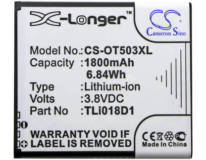 Hotspot 3.8V, 1800mAh, Li-ion Battery fits Alcatel, One Touch Link Y858, One Touch Link Y858v, 6.84Wh