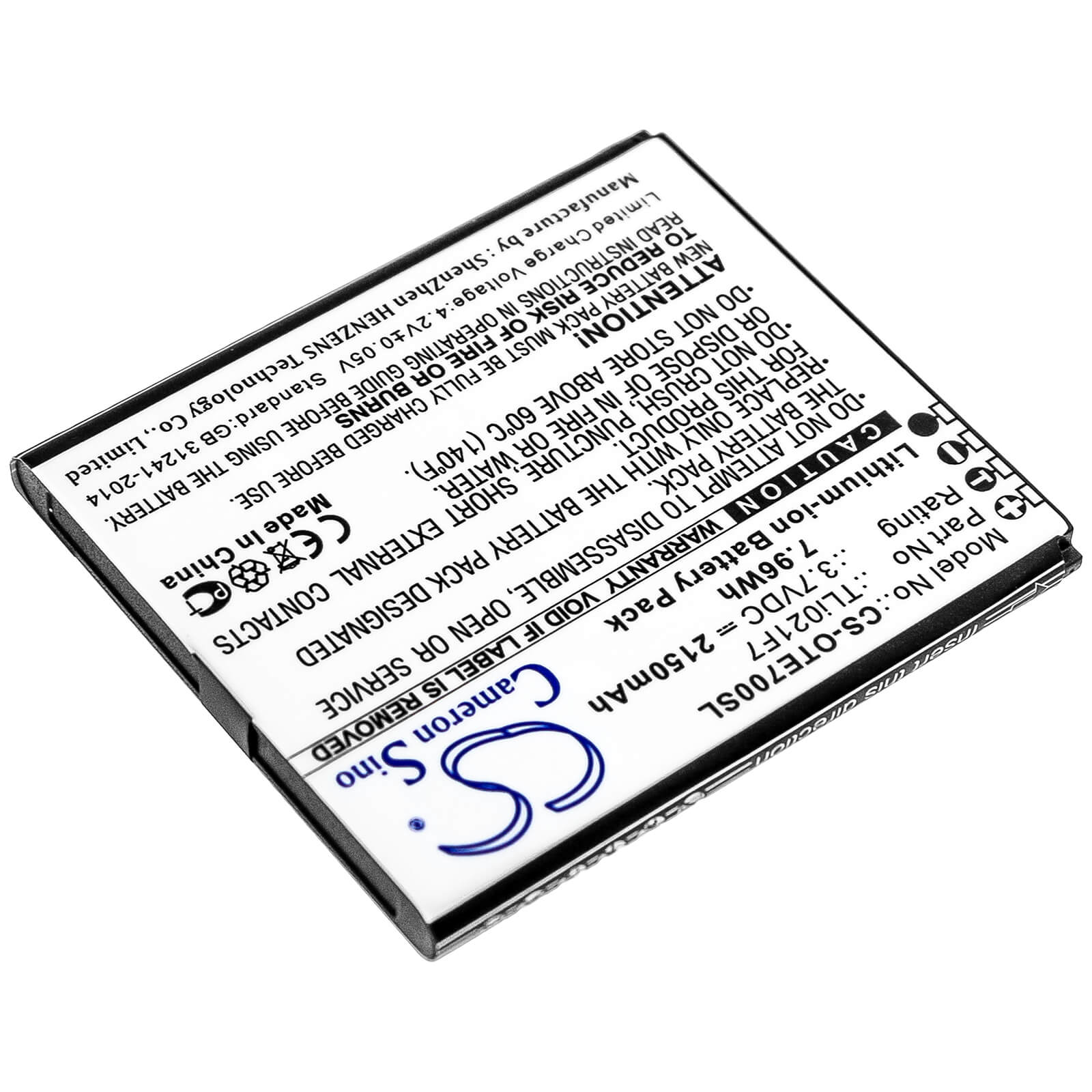3.7V, 2150mAh, Li-ion Battery fits Alcatel, Ee70, Ee70vb, 7.955Wh