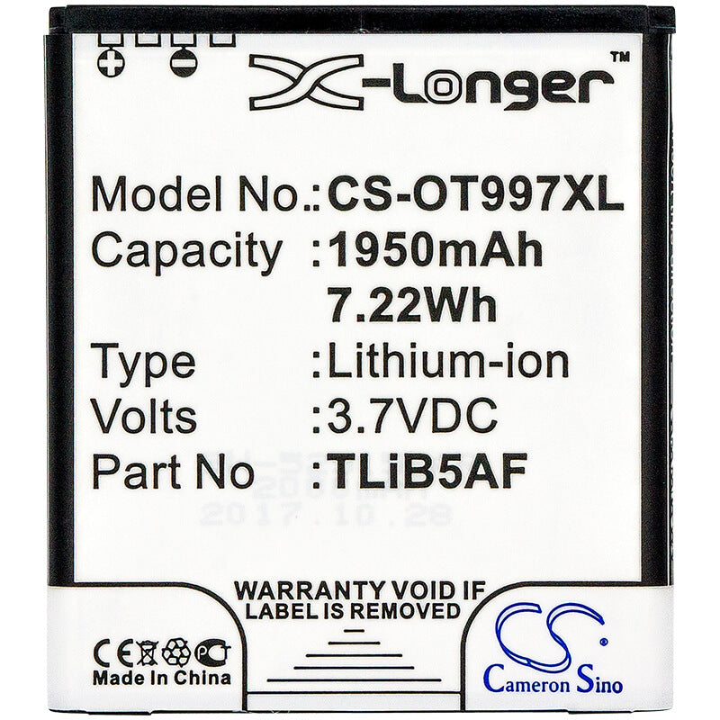 Hotspot 3.7V, 1950mAh, Li-ion Battery fits Base, Lutea 3, Lutea Iii, 7.215Wh