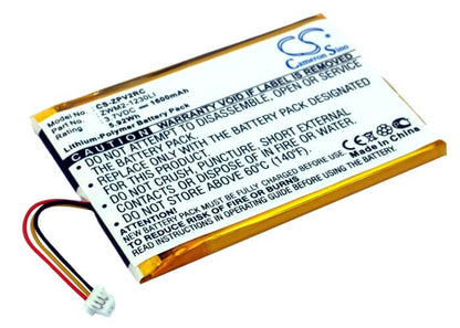 3.7V, 1600mAh, Li-Polymer Battery fits Zipit, Wireless Messenger Z2, Wireless Messenger Z2a, 5.92Wh
