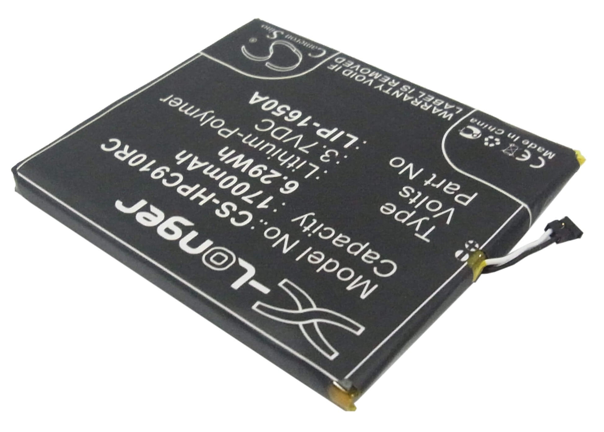 3.7V, 1700mAh, Li-Polymer Battery fits Clear, Ifm-910cw, Ifm-930cw, 6.29Wh