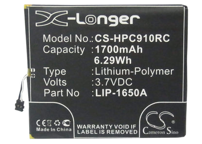 3.7V, 1700mAh, Li-Polymer Battery fits Clear, Ifm-910cw, Ifm-930cw, 6.29Wh