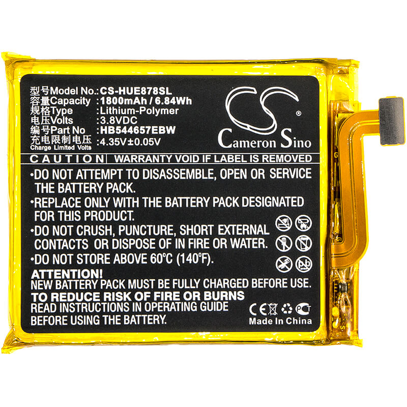 3.8V, 1800mAh, Li-Polymer Battery fits Huawei, E5878, 6.84Wh