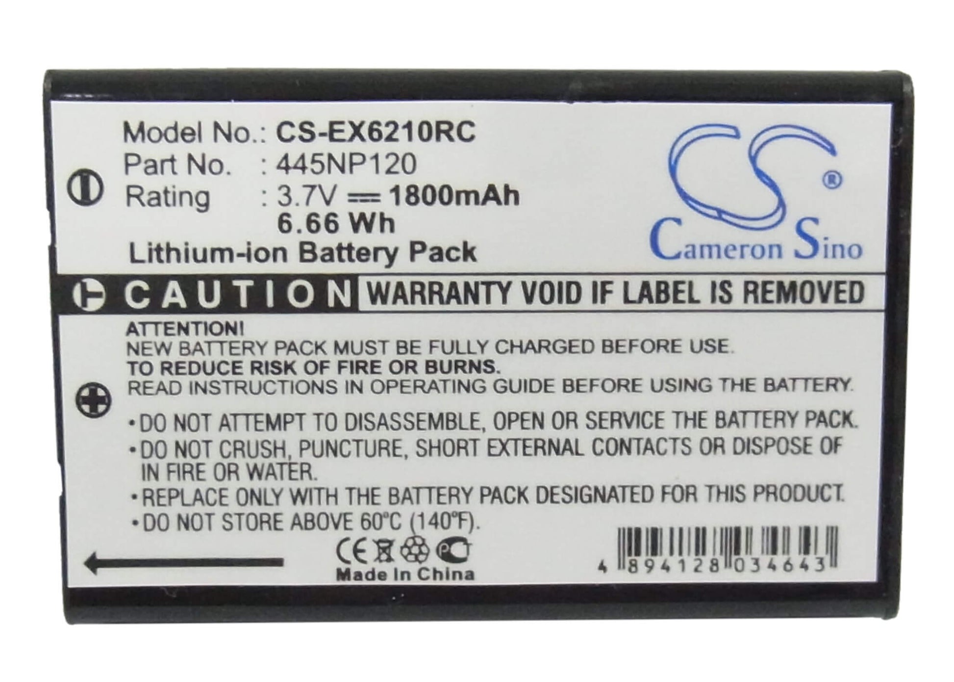 3.7V, 1800mAh, Li-ion Battery fits Aximcom, Mr-102n, 6.66Wh