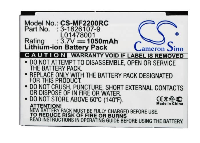 3.7V, 1050mAh, Li-ion Battery fits Novatel Wireless, Mifi2200, 3.885Wh
