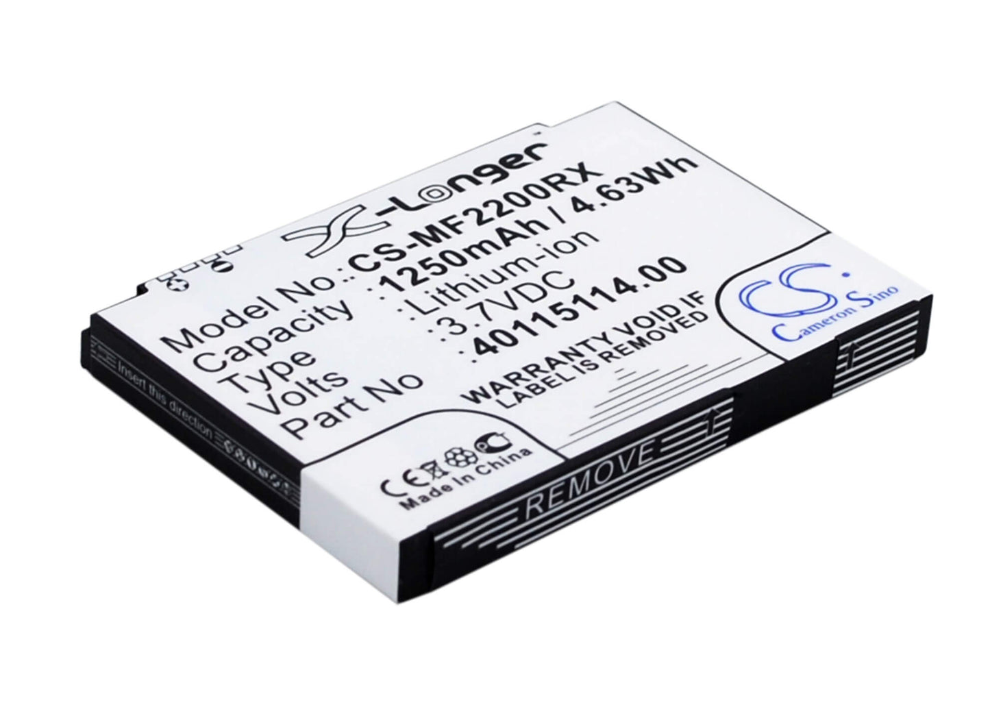 3.7V, 1250mAh, Li-ion Battery fits Novatel Wireless, Mifi2200, 4.625Wh