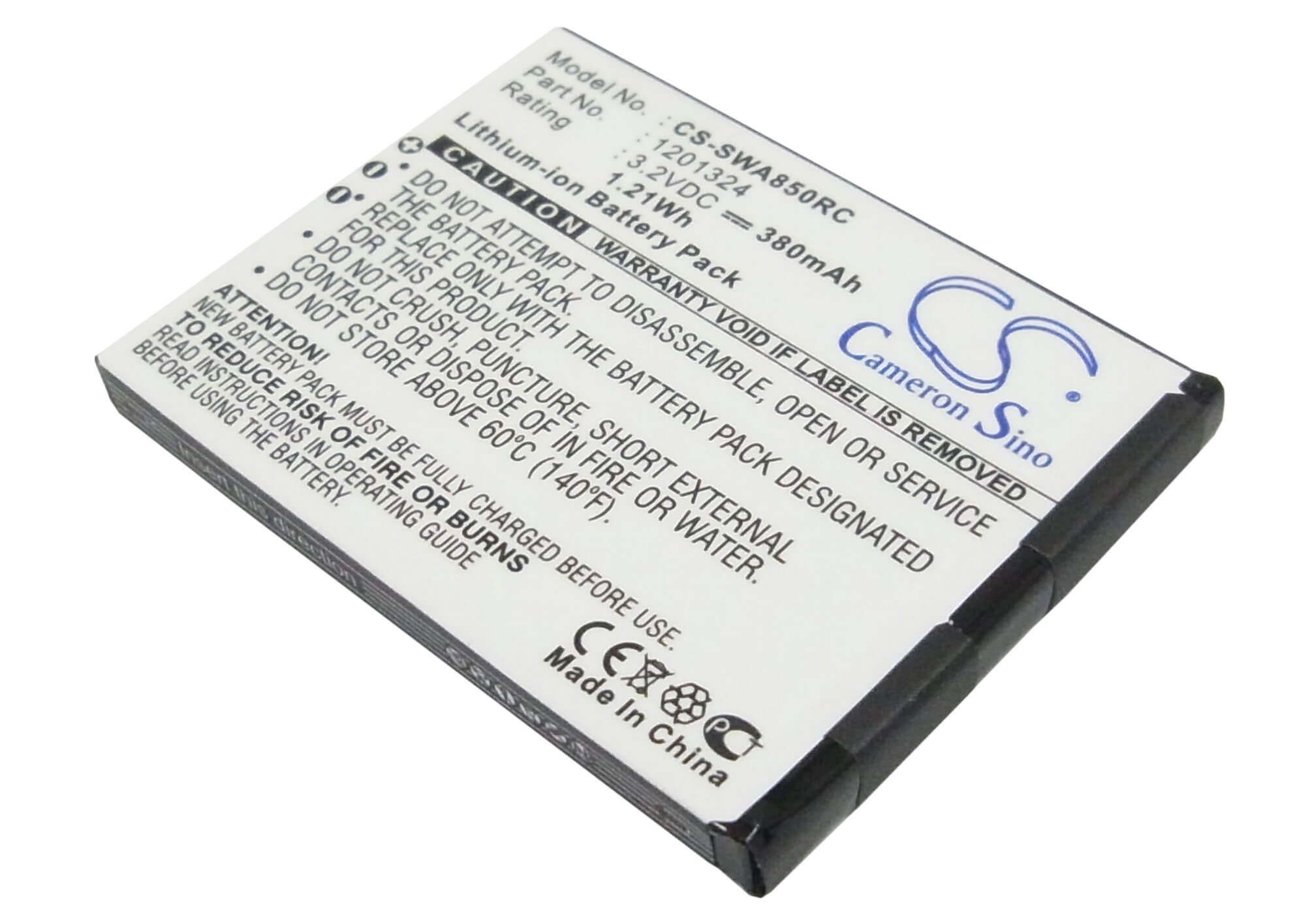 3.2V, 380mAh, Li-ion Battery fits Sierra Wireless, Aircard 595u, Aircard 875u, 1.216Wh