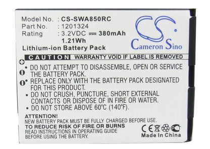 3.2V, 380mAh, Li-ion Battery fits Sierra Wireless, Aircard 595u, Aircard 875u, 1.216Wh