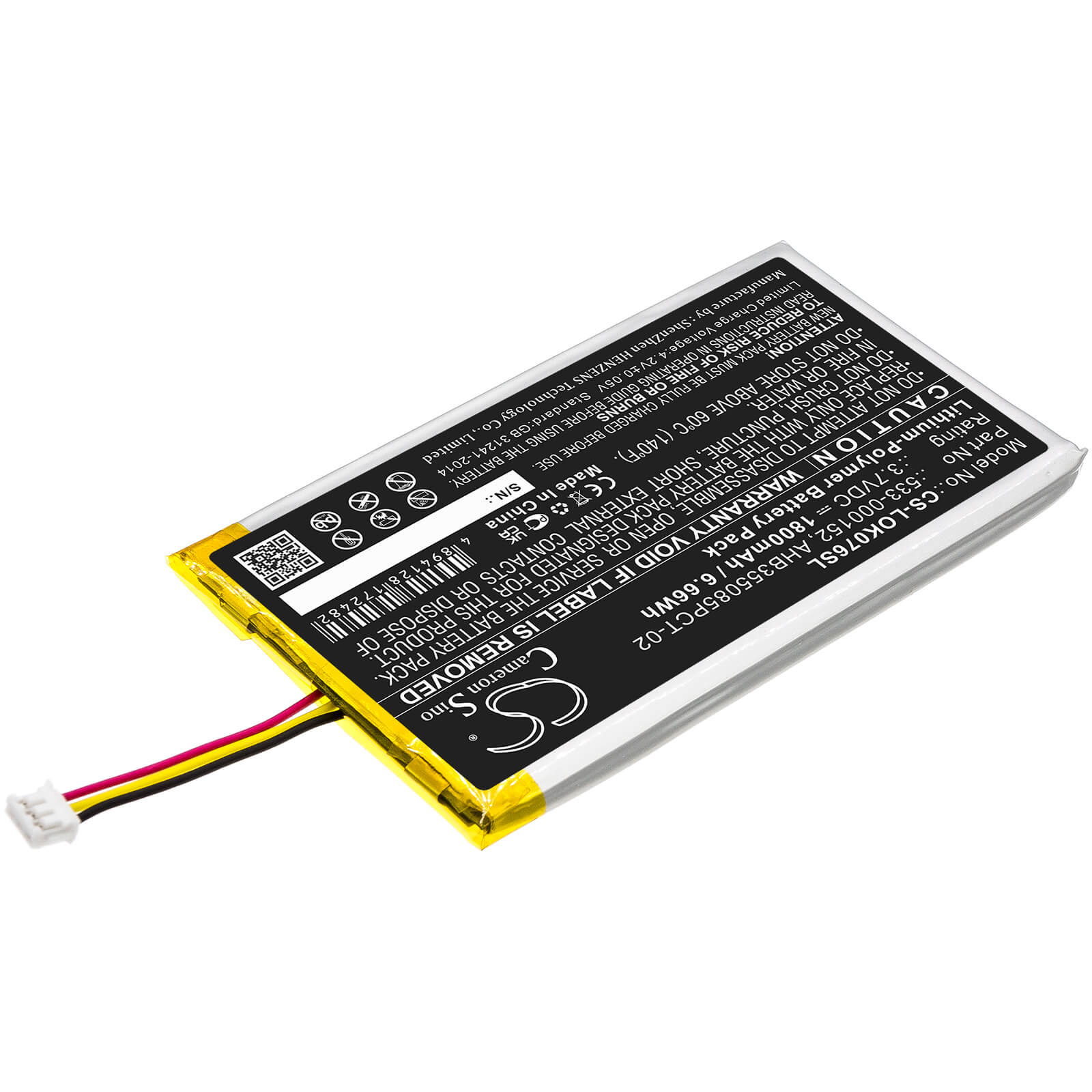 3.7V, 1800mAh, Li-Polymer Battery fits Logitech, G913, G913 Tkl, 6.66Wh