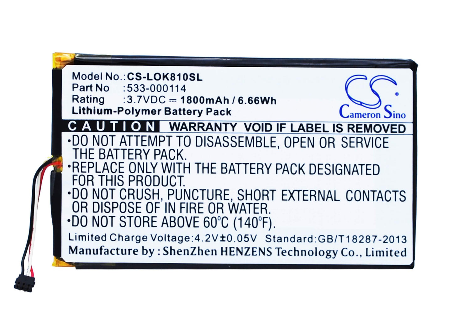 3.7V, 1800mAh, Li-Polymer Battery fits Logitech, Iiiuminated Keyboard K810, K810, 6.66Wh