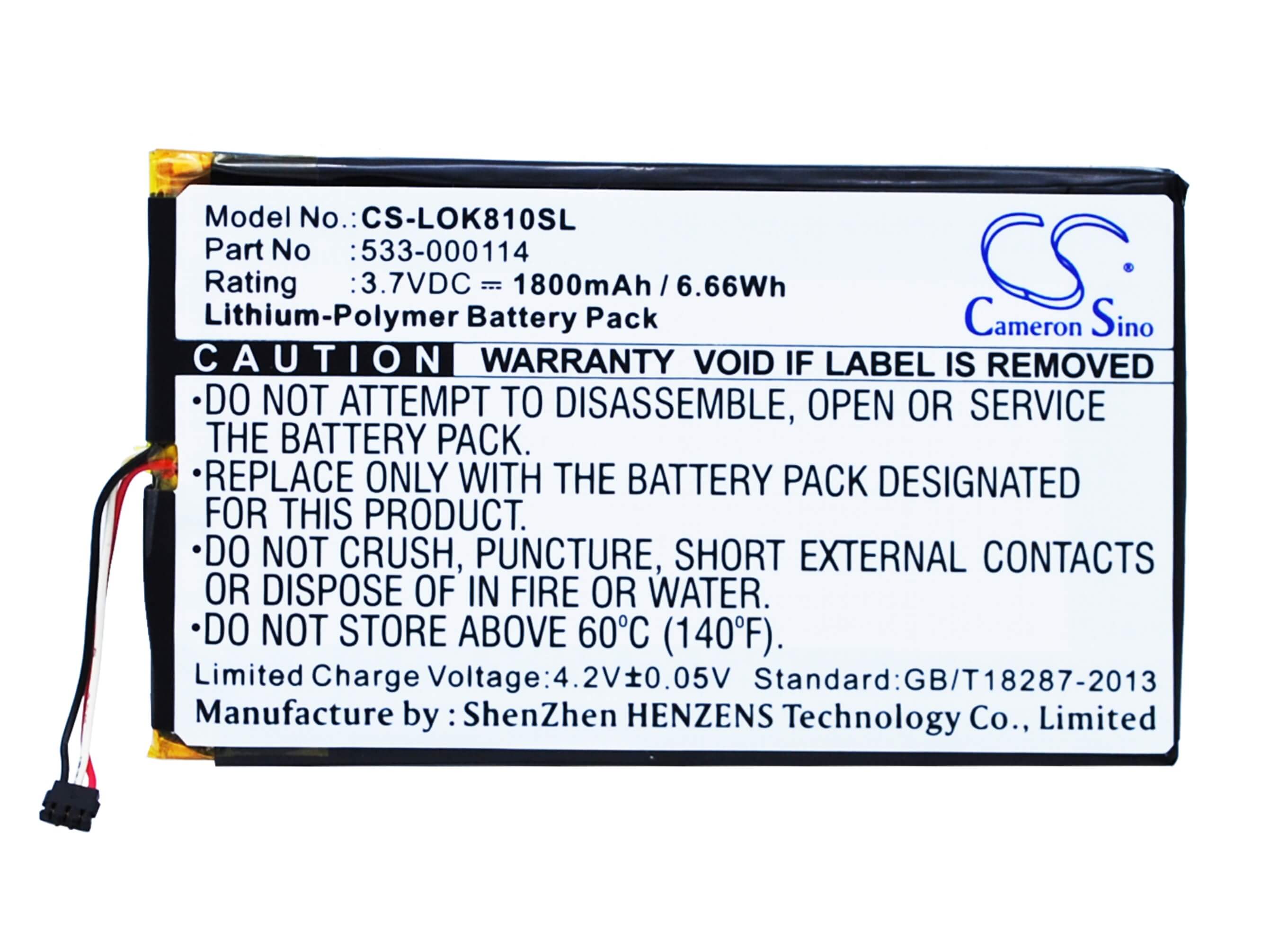 3.7V, 1800mAh, Li-Polymer Battery fits Logitech, Iiiuminated Keyboard K810, K810, 6.66Wh