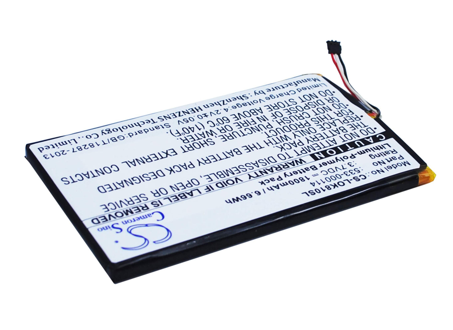 3.7V, 1800mAh, Li-Polymer Battery fits Logitech, Iiiuminated Keyboard K810, K810, 6.66Wh