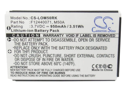 3.7V, 950mAh, Li-ion Battery fits Logitech, Dinovo Edge, Dinovo Mini, 3.515Wh