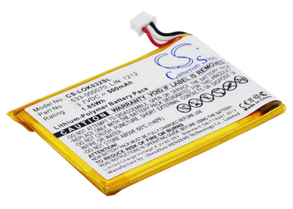 3.7V, 500mAh, Li-Polymer Battery fits Logitech, Ultratin Keyboard Cover, Y-r0032, 1.85Wh