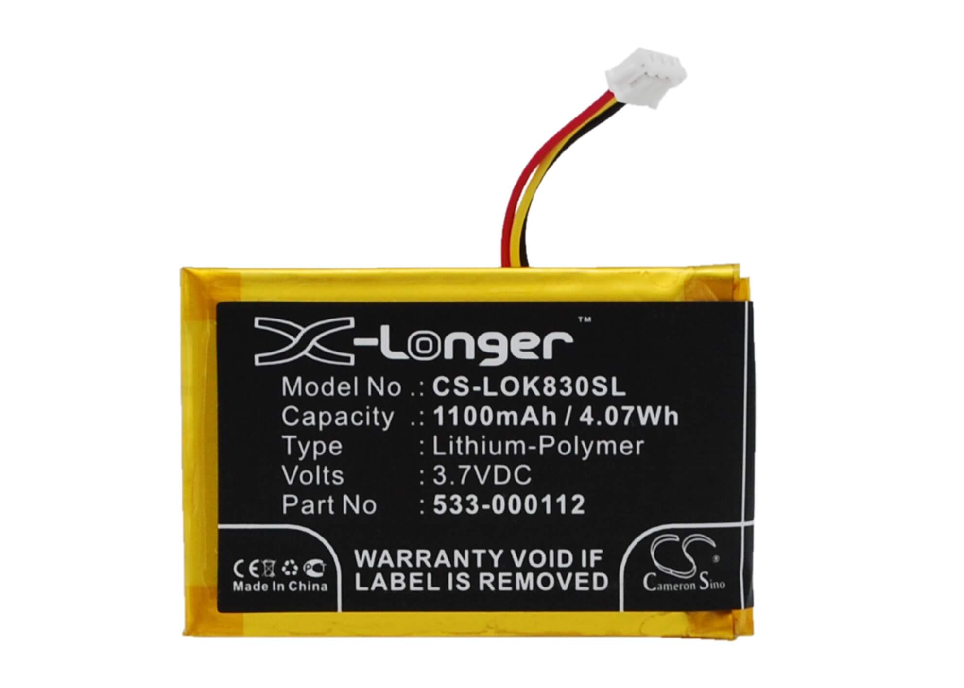 3.7V, 1100mAh, Li-Polymer Battery fits Logitech, Iiiuminated Living-room Keyboa, K830, 4.07Wh