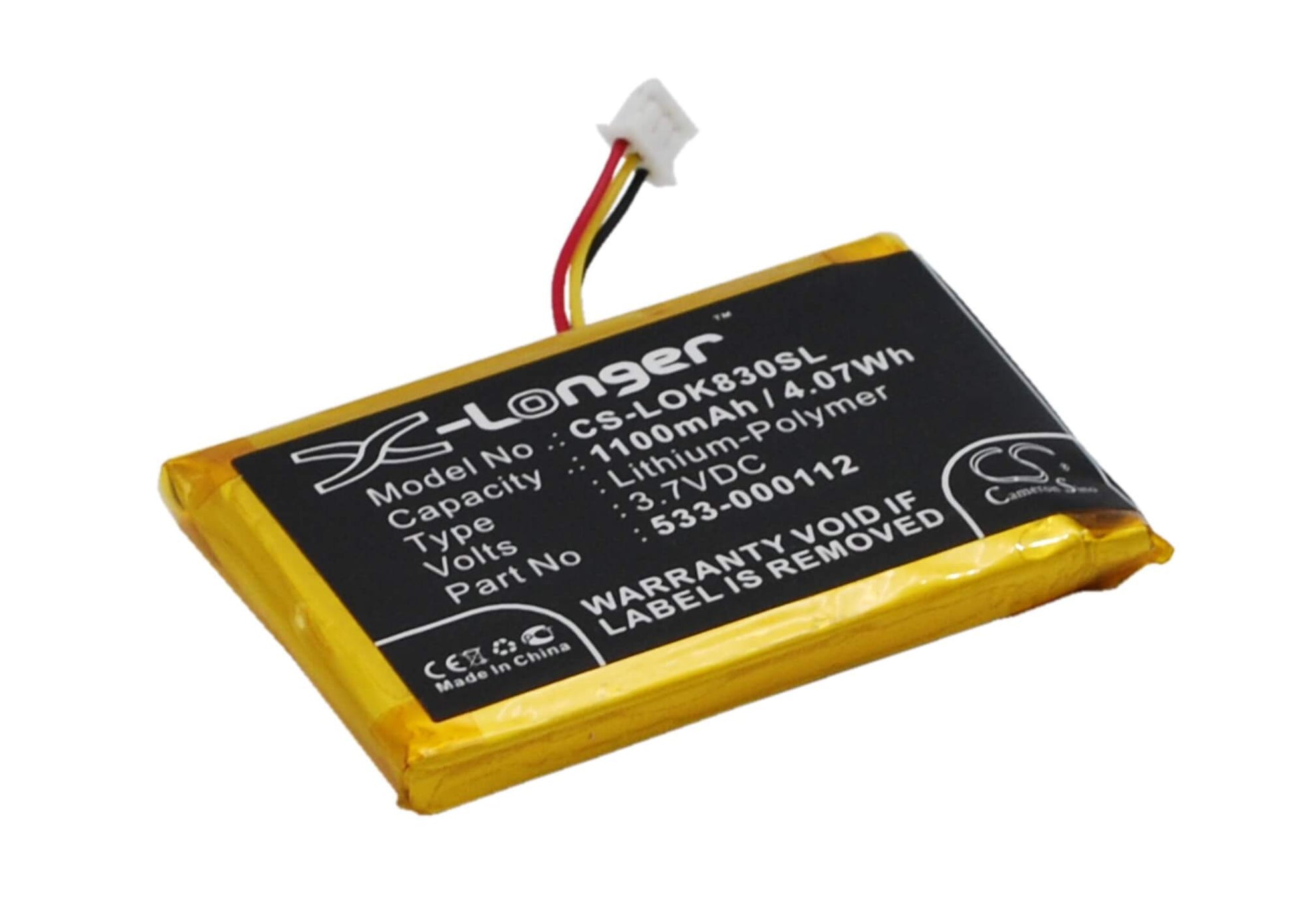 3.7V, 1100mAh, Li-Polymer Battery fits Logitech, Iiiuminated Living-room Keyboa, K830, 4.07Wh