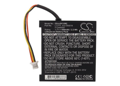 3.7V, 600mAh, Li-ion Battery fits Logitech, G930, Gaming Headset G930, 2.22Wh