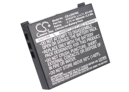 3.7V, 600mAh, Li-ion Battery fits Logitech, G7 Laser Cordless Mouse, M-rbq124, 2.22Wh