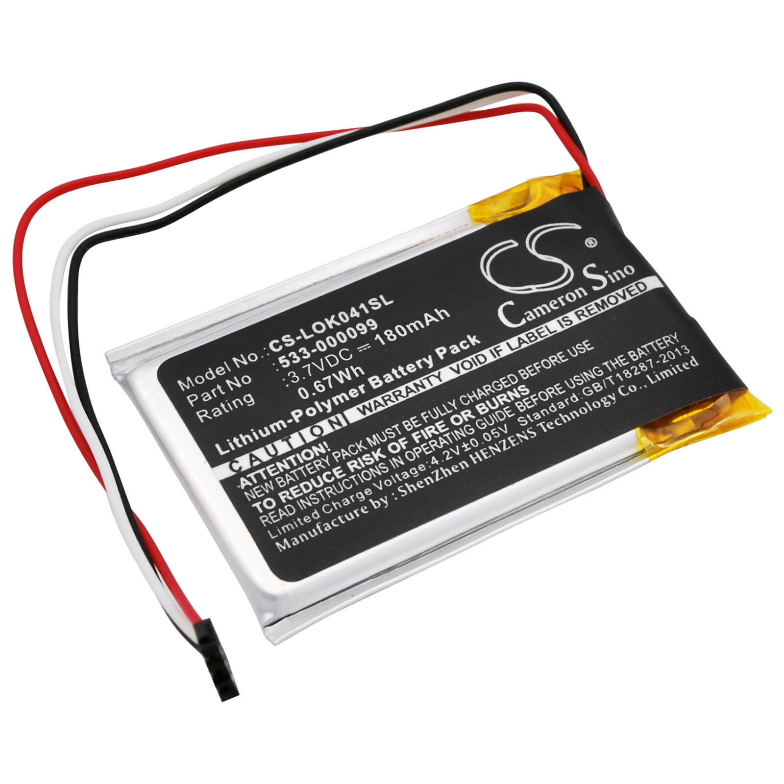 3.7V, 180mAh, Li-Polymer Battery fits Logitech, Ik1041, Keys-to-go, 0.666Wh