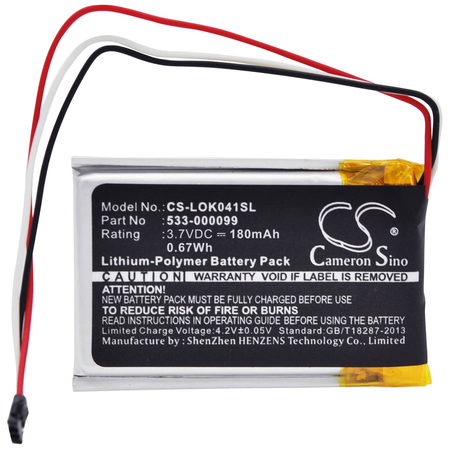 3.7V, 180mAh, Li-Polymer Battery fits Logitech, Ik1041, Keys-to-go, 0.666Wh