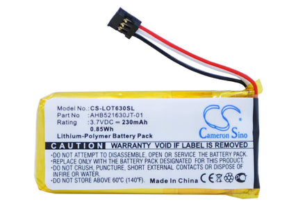 3.7V, 230mAh, Li-Polymer Battery fits Logitech, N-r0044, Ultrathin Touch Mouse T630, 0.851Wh