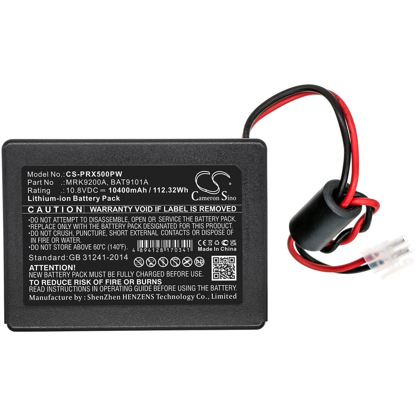 10.8V, 10400mAh, Li-ion Battery fits Robomow, Rx50, 112.32Wh