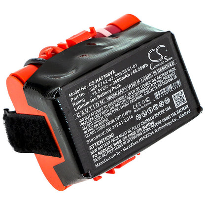 18.5V, 2500mAh, Li-ion Battery fits Gardena, Mcculloch Rob R600, R40, 46.25Wh