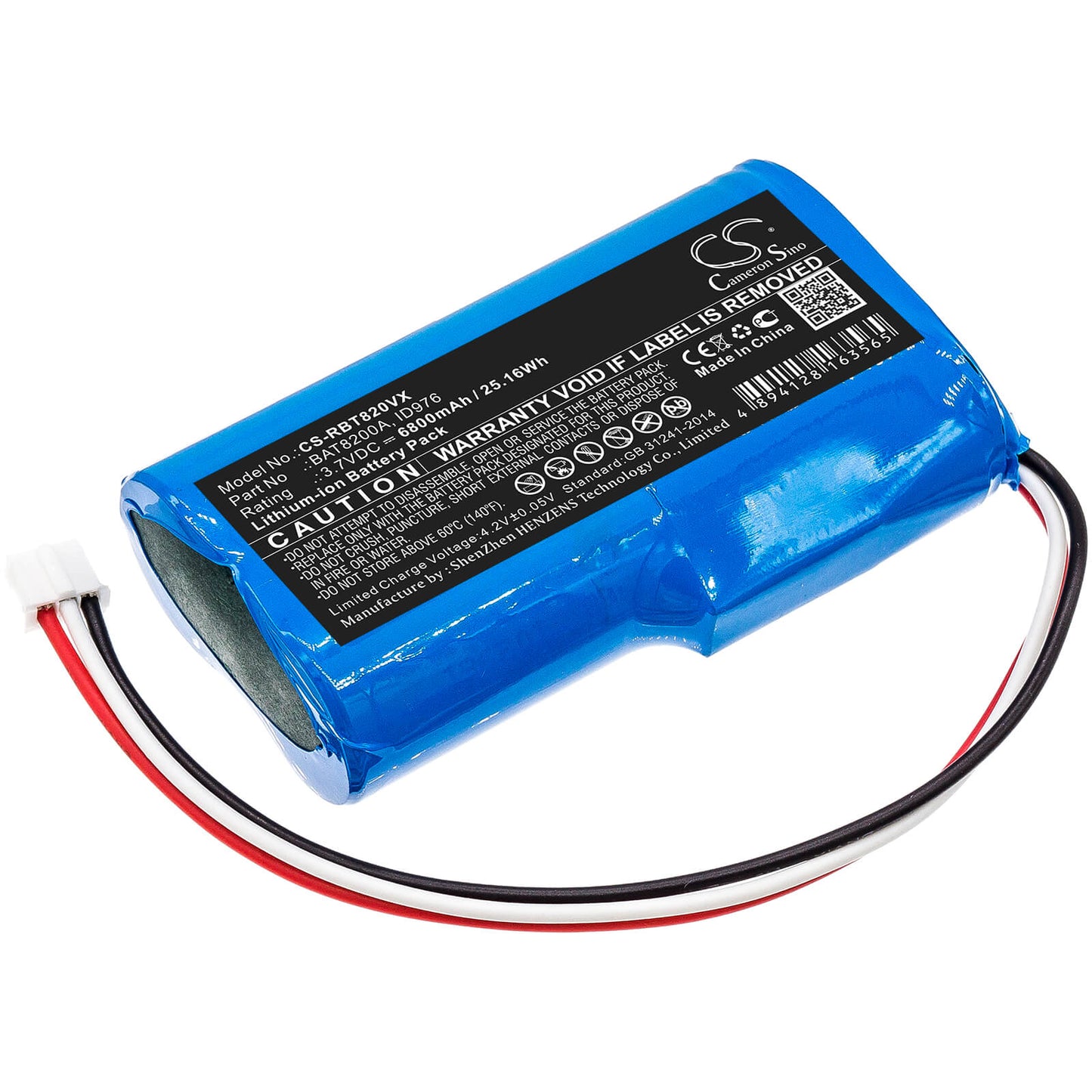 3.7V, 6800mAh, Li-ion Battery fits Robomow, Robozone Switch 2019, 25.16Wh