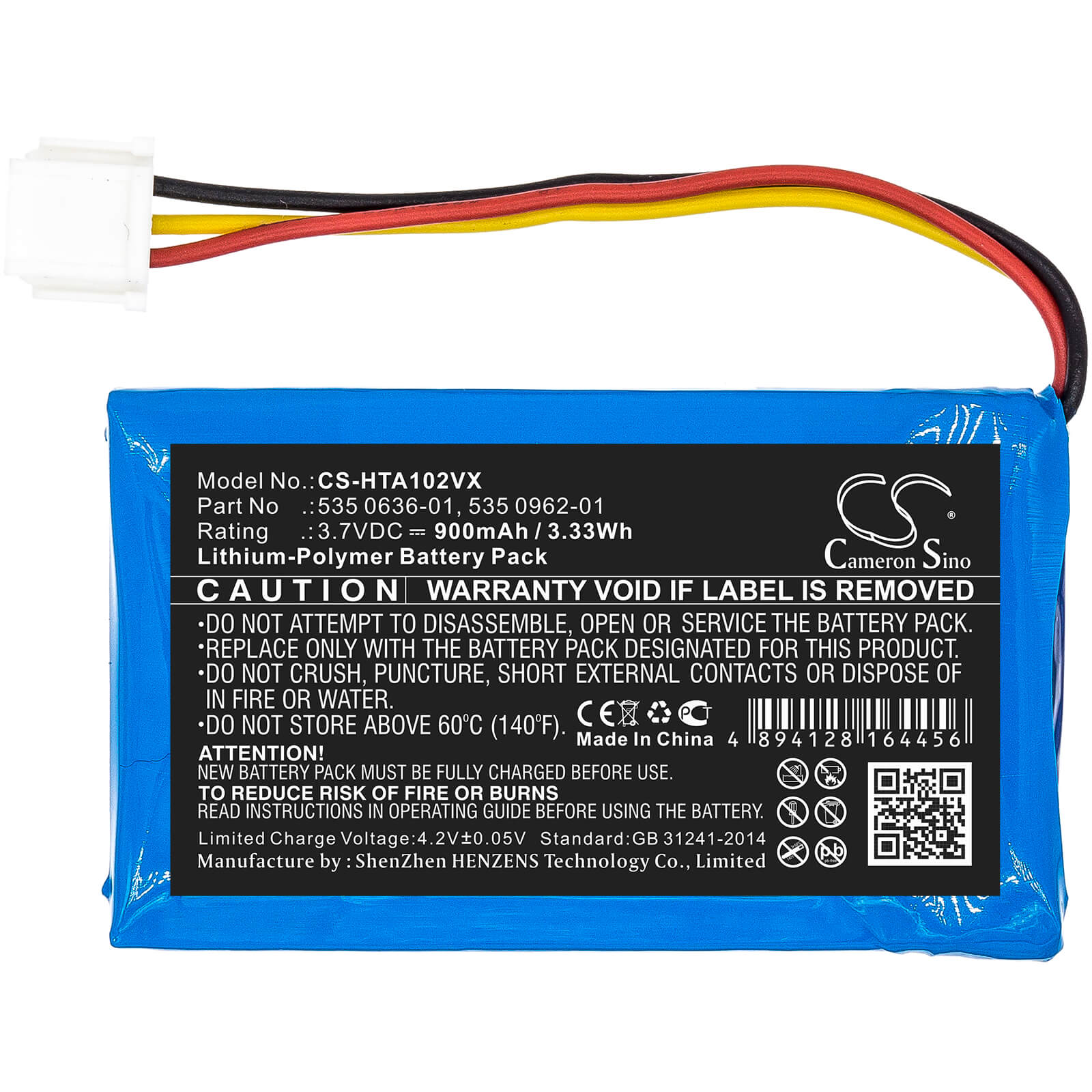 3.7V, 900mAh, Li-Polymer Battery fits Husqvarna, Gsm-gps, Modul-b, 3.33Wh