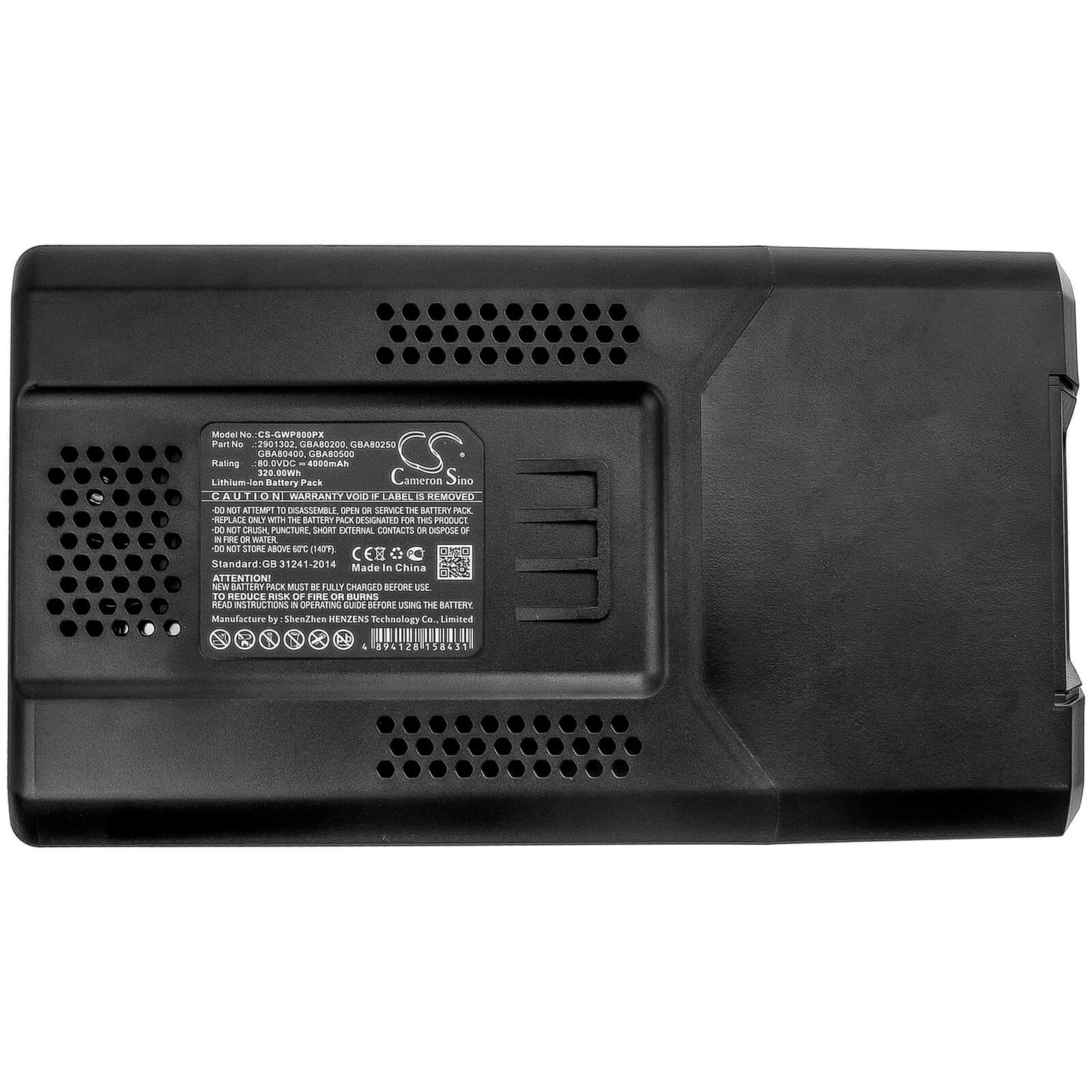 80.0V, 4000mAh, Li-ion Battery fits Greenworks, 0v 145mph - 580cfm Cordless Ba, 2502202 Pro 21-inch 80v Push C, 320Wh