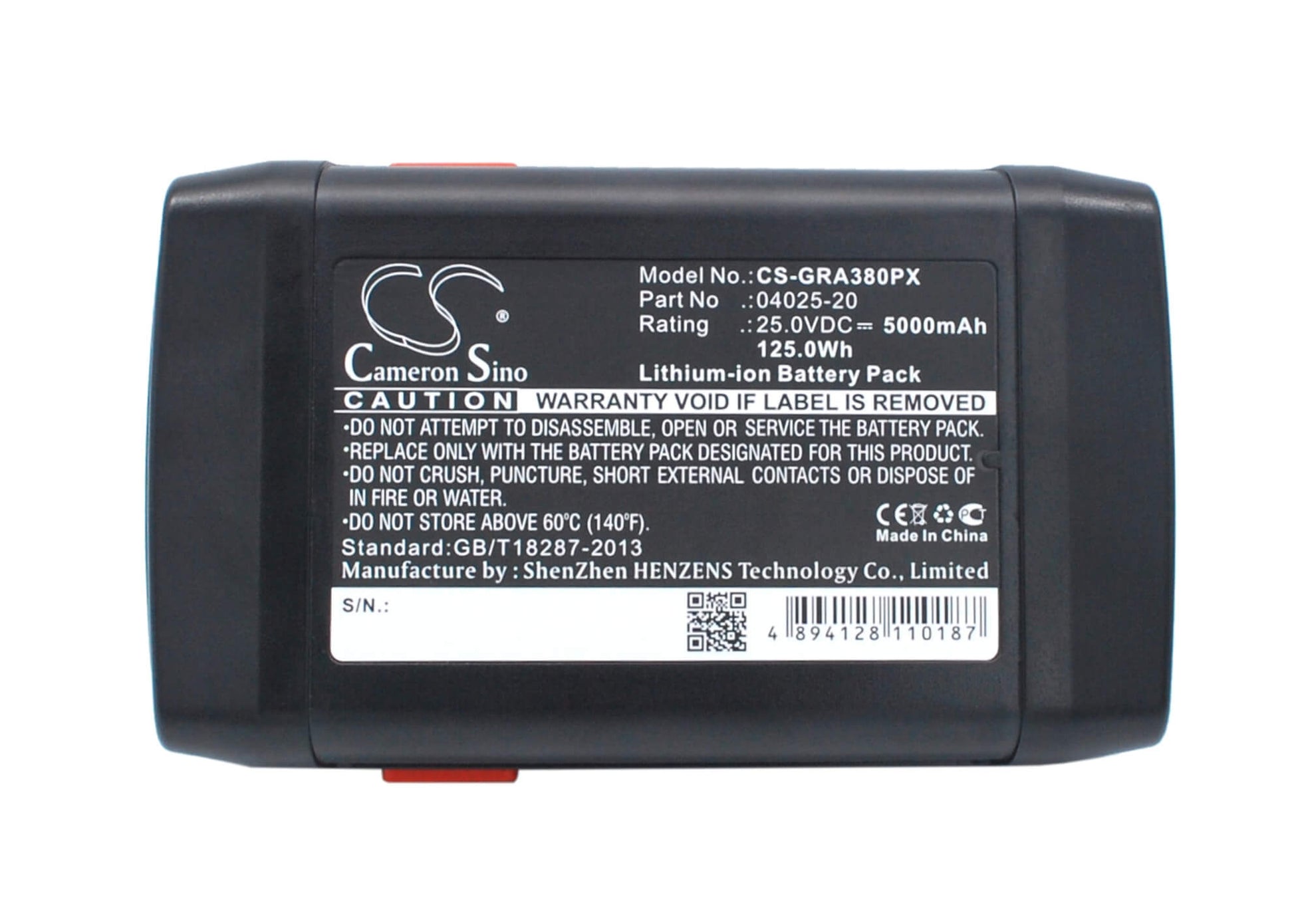 25.0V, 5000mAh, Li-ion Battery fits Gardena, 648872, Accu-spindelmaher 380 Li, 125Wh