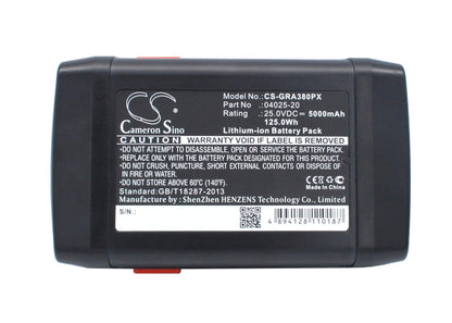 25.0V, 5000mAh, Li-ion Battery fits Gardena, 648872, Accu-spindelmaher 380 Li, 125Wh