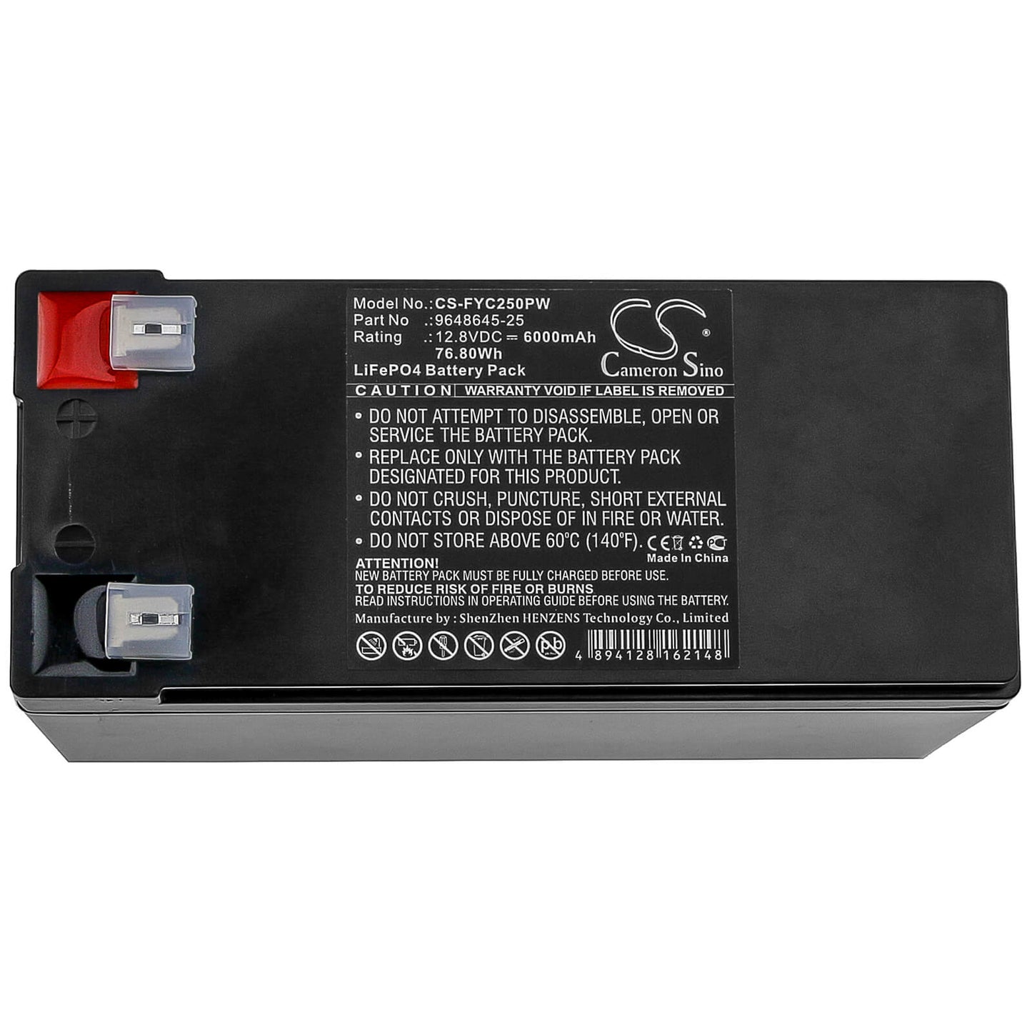 12.8V, 6000mAh, LiFePO4 Battery fits Flymo, Contour Powerplus Cordless Cct, Contour Powerplus Cordless Cct, 76.8Wh