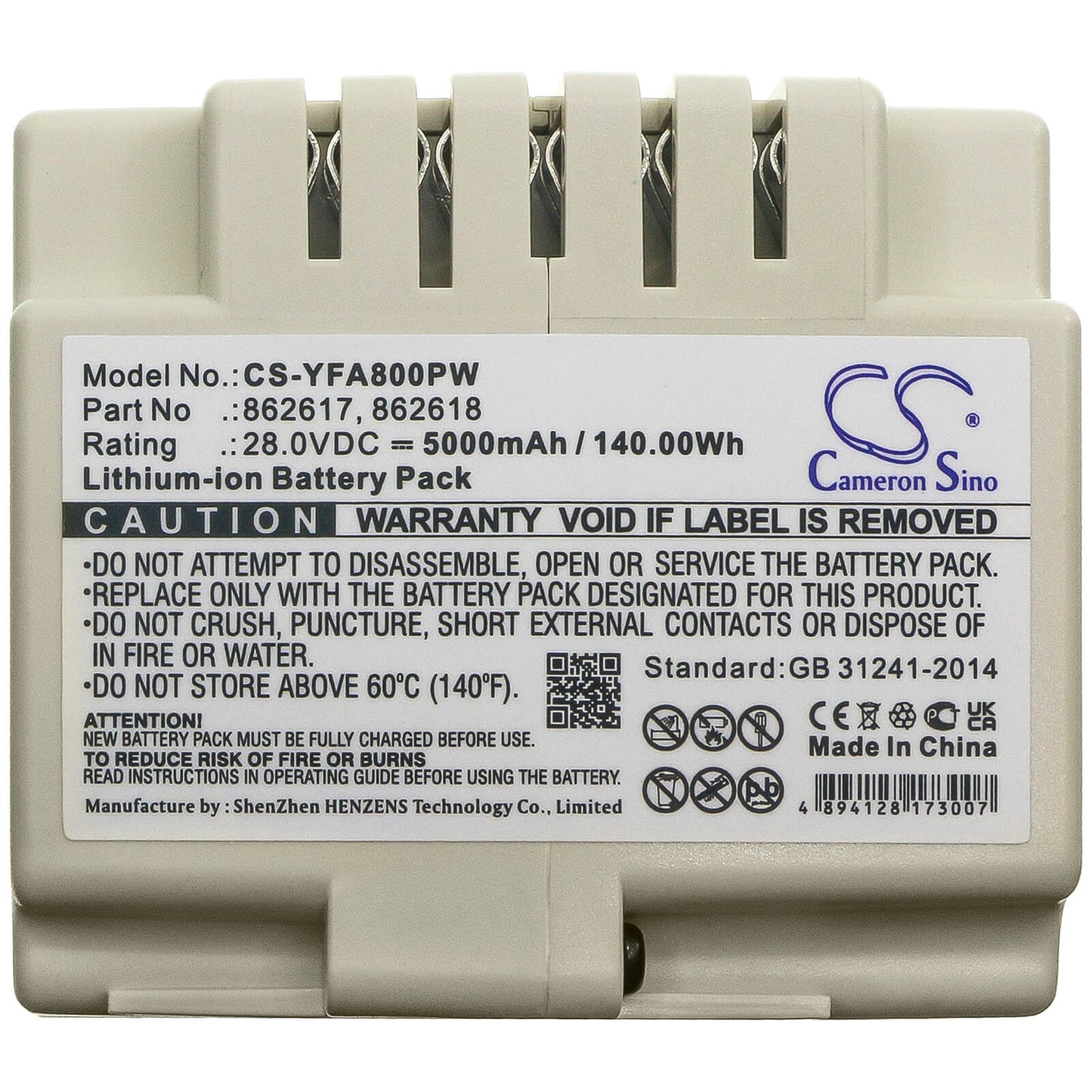 28.0V, 5000mAh, Li-ion Battery fits Yard Force, C600 Eco, Sa500 Eco, 140Wh