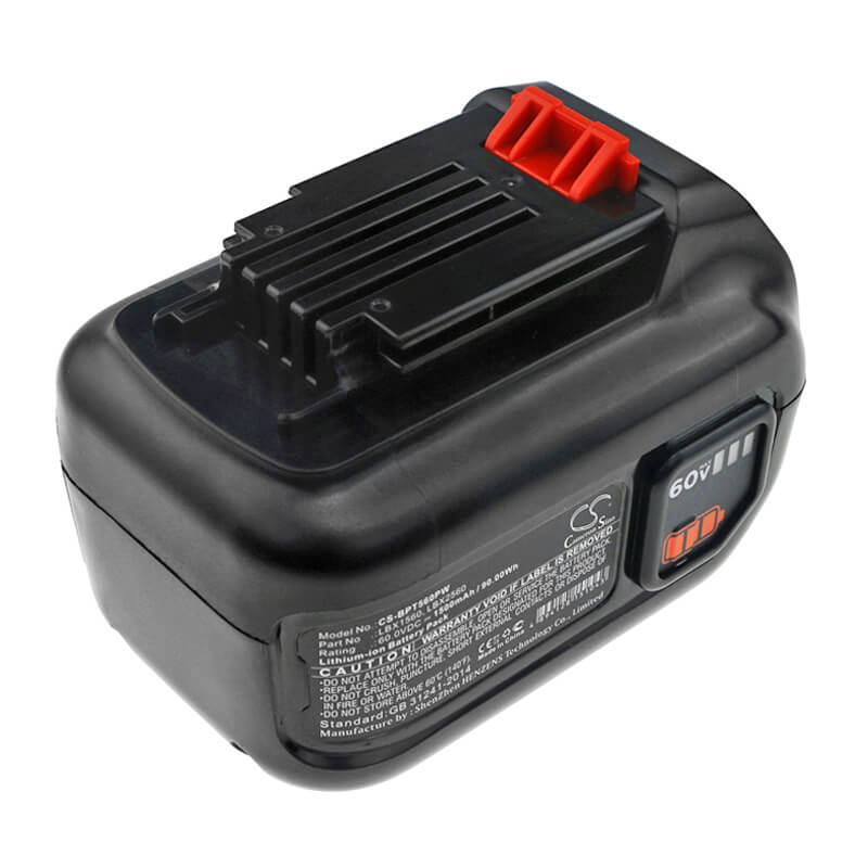 60.0V, 1500mAh, Li-ion Battery fits Black & Decker, 60v Max Blower, 60v Max Powerswap 20 Cordless, 90Wh