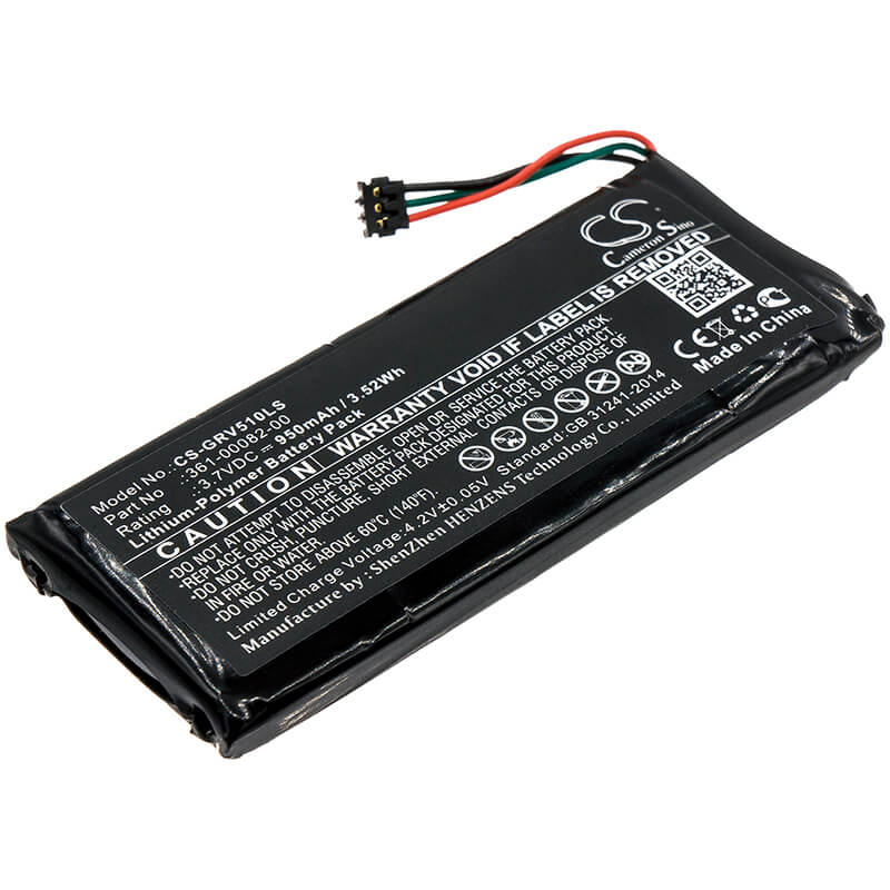3.7V, 950mAh, Li-Polymer Battery fits Garmin, 010-01951-00, Rtl510, 3.515Wh