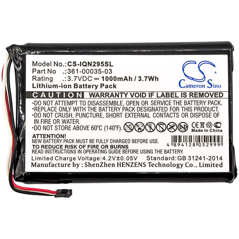Lighting System 3.7V, 1000mAh, Li-ion Battery fits Garmin, 010-01316-00, A3avdg03, 3.7Wh