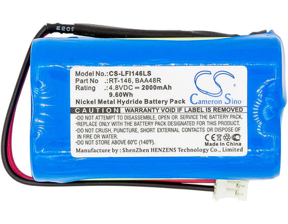 4.8V, 2000mAh, Ni-MH Battery fits Lfi, Daybrite Emergi-lite Baa48r, Light Alarms Bl93nc487, 9.6Wh