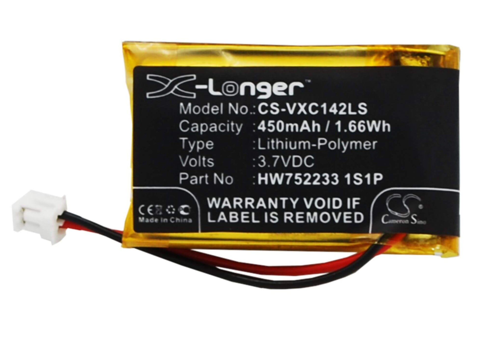 3.7V, 450mAh, Li-Polymer Battery fits Vancouver, 3d-life/xc142k, 1.665Wh