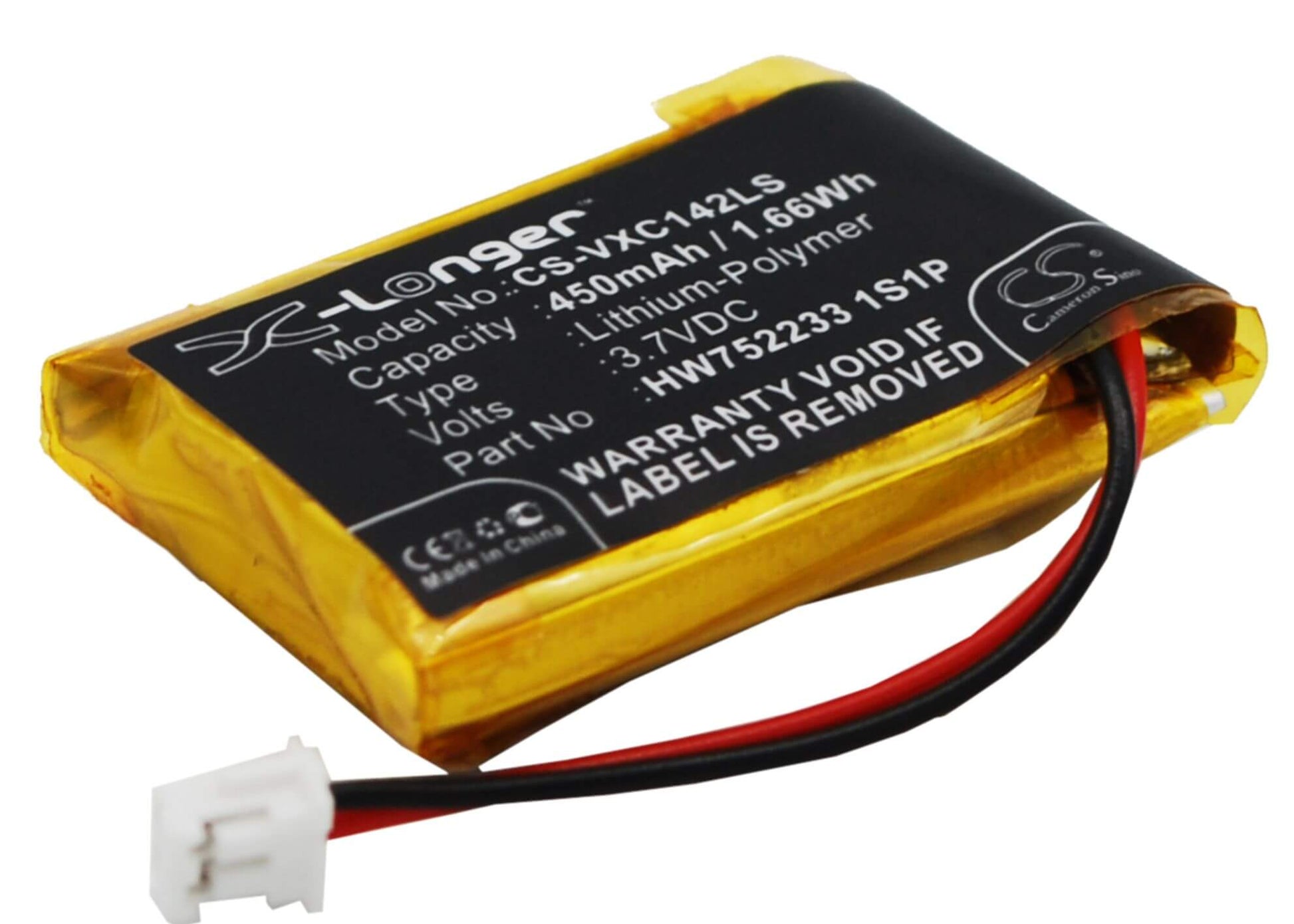 3.7V, 450mAh, Li-Polymer Battery fits Vancouver, 3d-life/xc142k, 1.665Wh