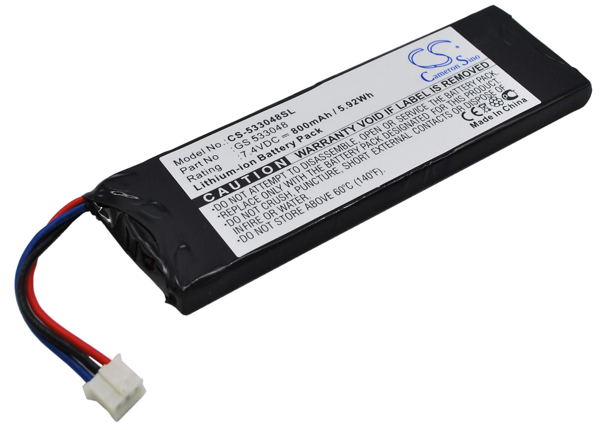 7.4V, 800mAh, Li-ion Battery fits Sonstige, X Drive Mp3 Player, 5.92Wh