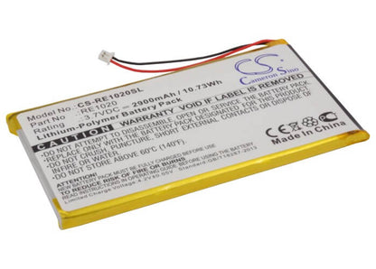 3.7V, 2900mAh, Li-Polymer Battery fits Rollei, Es1020g Mp3 Player, 10.73Wh