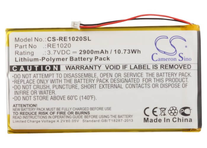 3.7V, 2900mAh, Li-Polymer Battery fits Rollei, Es1020g Mp3 Player, 10.73Wh