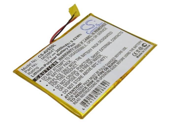 3.7V, 2600mAh, Li-Polymer Battery fits Archos, 5 60gb, 9.62Wh