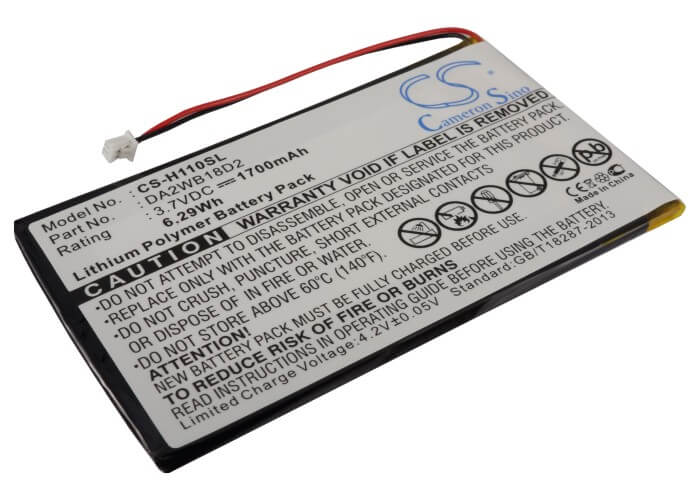 3.7V, 1700mAh, Li-Polymer Battery fits Iriver, H110, H120, 6.29Wh
