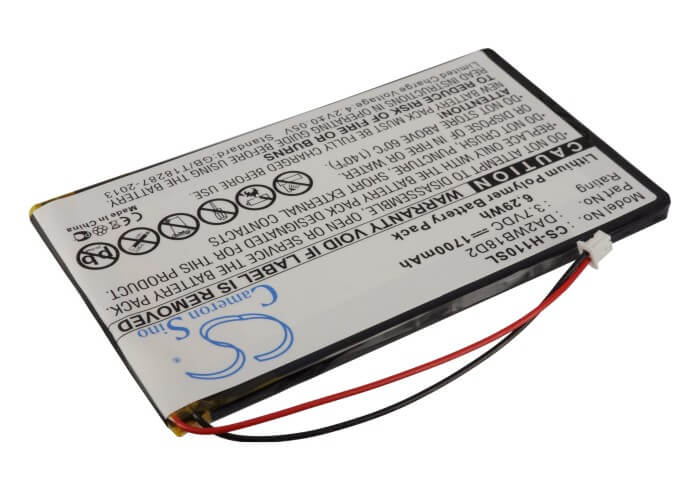 3.7V, 1700mAh, Li-Polymer Battery fits Iriver, H110, H120, 6.29Wh