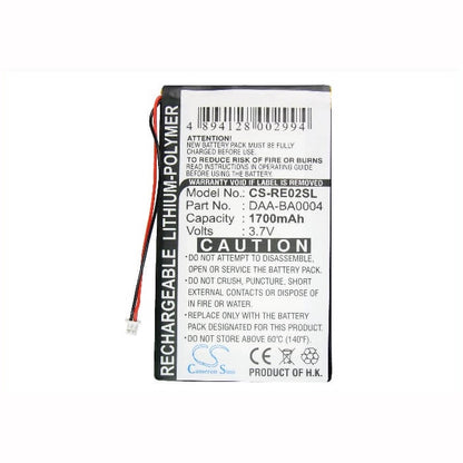 3.7V, 1700mAh, Li-Polymer Battery fits Creative, Dap-hd0014, Labs Nomad Jukebox Zentouch, 6.29Wh