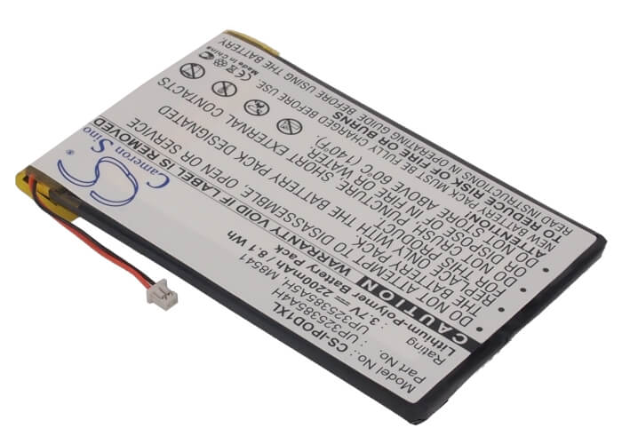 3.7V, 2200mAh, Li-Polymer Battery fits Apple, 2nd Generation, Ipod 1st, 8.14Wh