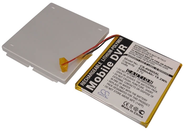 3.7V, 5200mAh, Li-Polymer Battery fits Archos, Av605 120gb, Av605 Wifi 120gb, 19.24Wh