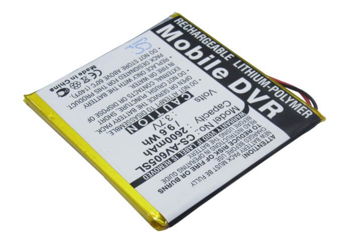 3.7V, 2600mAh, Li-Polymer Battery fits Archos, Av605 20gb, Av605 40gb, 9.62Wh